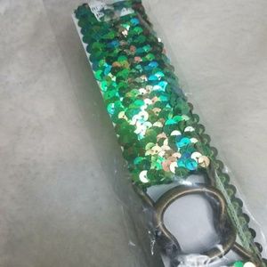 NEW Women's Stretchy Irredescent Sequin Belt